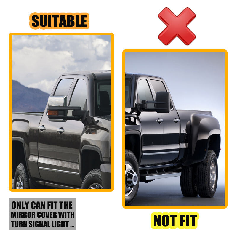 New Gloss Black Mirror Cover for 2014-2019 for Chevrolet Silverado for GMC for Sierra