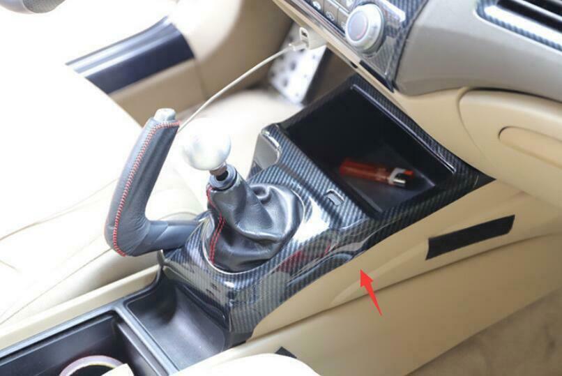 Middle Console Gear Shift Panel Trim for Honda for Civic 8th 2006-2011 Carbon Fiber