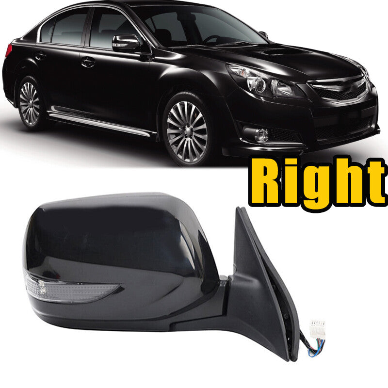 Right Door Wing Rear View Mirror Assy 9PINS Black for Subaru Legacy 2010-2012