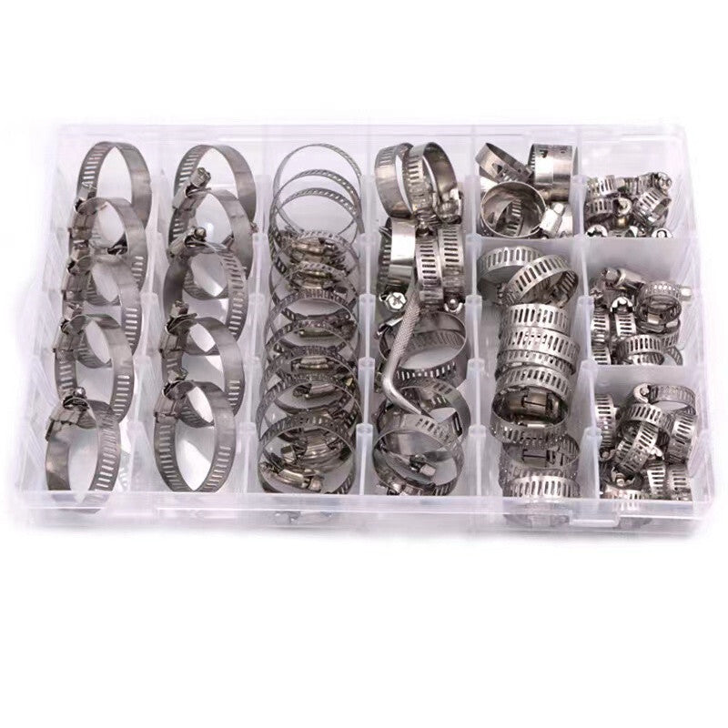 Car Hose Clips Pipe Clamps Stainless Steel Adjustable Hose Clip Fastener 80x Kit