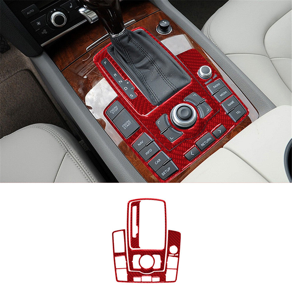 3Pcs Red Carbon Fiber Interior Gear Shift Panel Cover Trim for Audi Q7 2007-2015