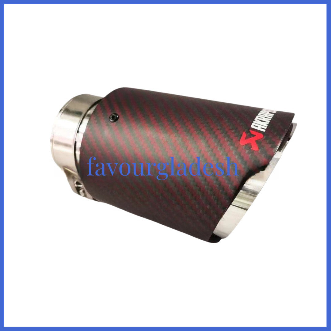 Akrapovic Red Glossy Carbon Fiber Blue Exhaust Tip 63-89MM Universal Muffler Tip