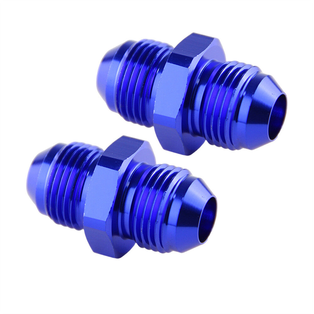 2PCS 8AN to 8AN Male Male Thread Coupler Union Straight Hose Adapter Blue