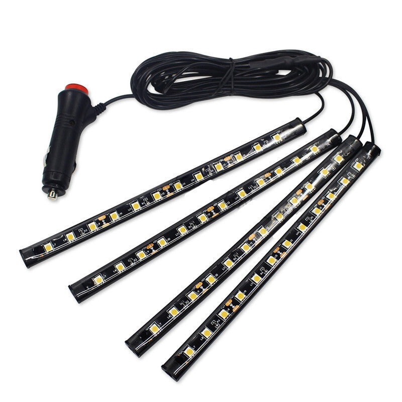 4in1 Car Interior Decorative Light 12 LED Atmosphere Red Lamp Charge Footwell