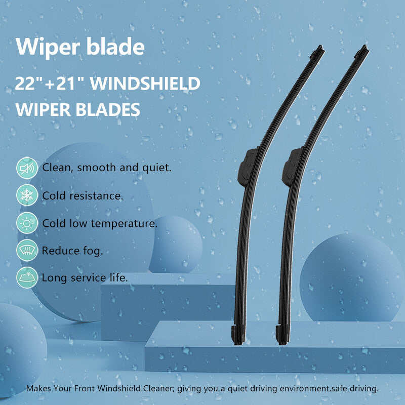 22 and 21 Inch Windshield Wiper Blades J-hook Bracketless Frameless 1 Pair
