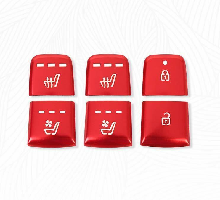 for Seat Door Lock Button Sticker Decor Trim for Kia Carnival 2022-2023 Red Aluminum