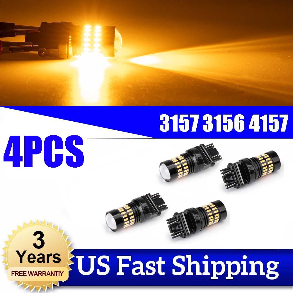 4157 3156 3157 new 4-Piece 12V LED Turn Signal Bulbs, Amber Color, Overdrive Warning Flasher Lights