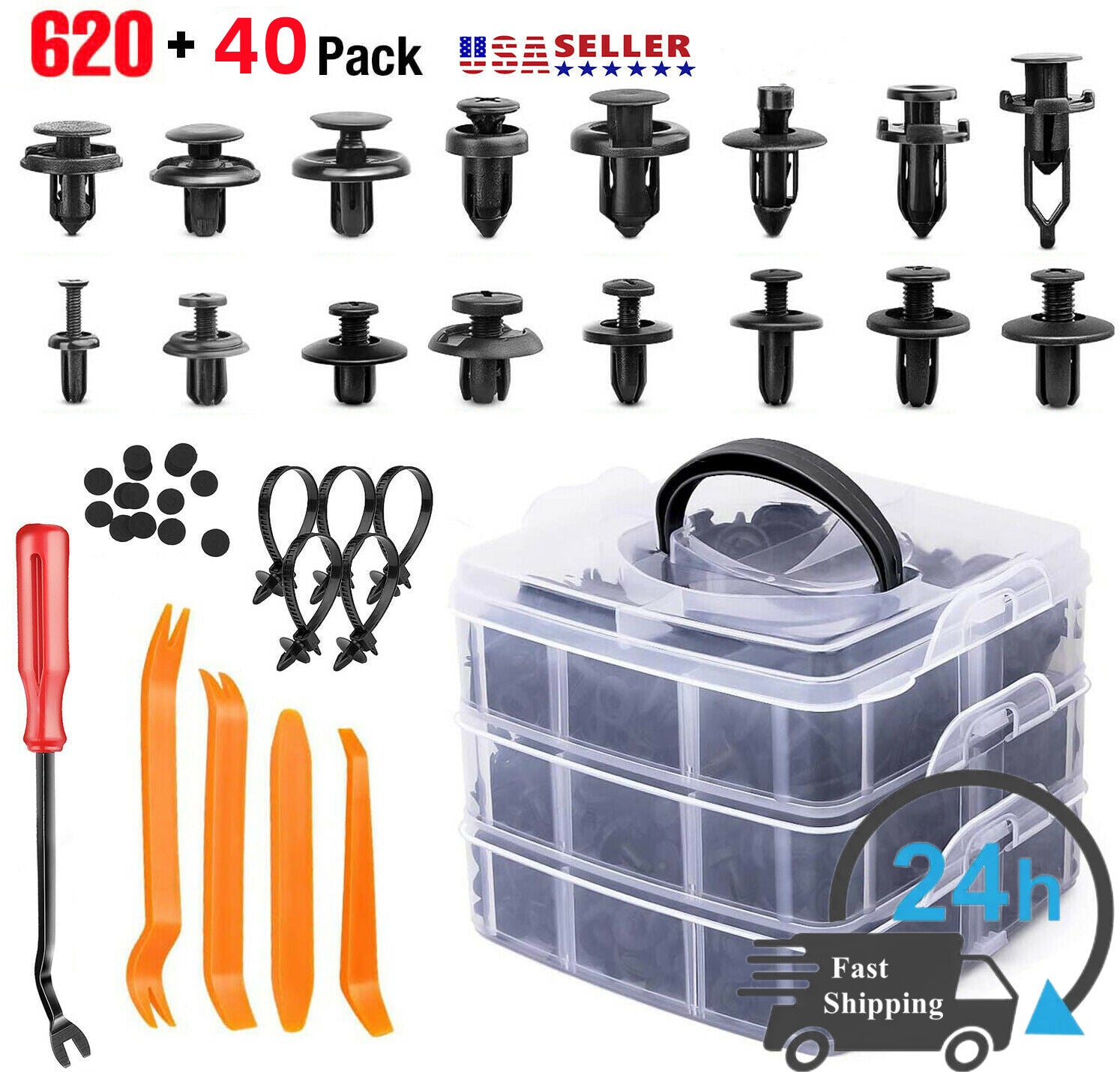 660-piece car fastener automatic fastener push-decorative plastic clip pin rivet bumper kit