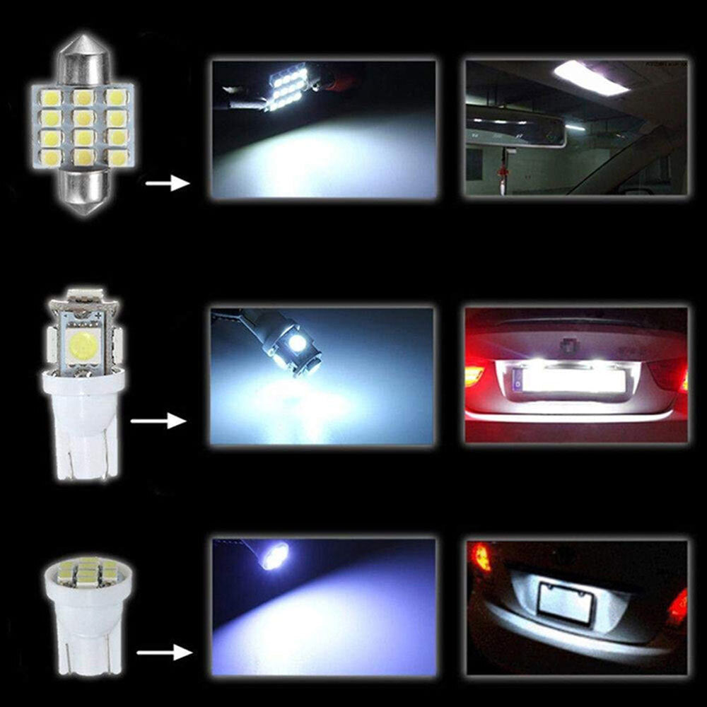 13PCS Auto Car Interior LED Lights Dome License Plate Lamp 12V Kit Accessories