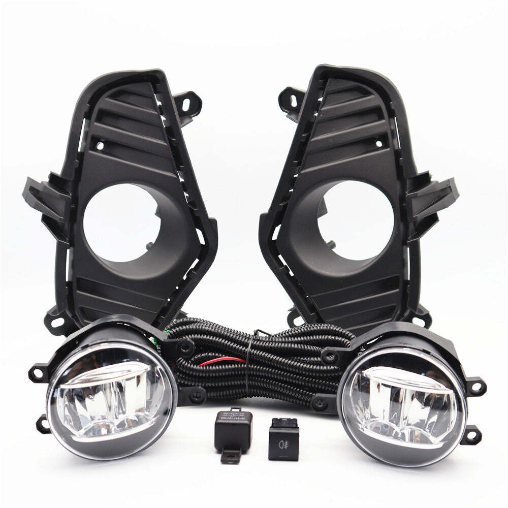 1 Pair Front Bumper LED Fog Light + Bezel + Wiring Kit for Toyota RAV4 2019-2022