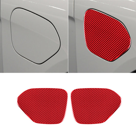 Red Carbon Fiber Charging Port Panel Cover Kit for Porsche Taycan 2019-22 A-type