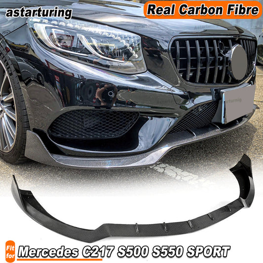 REAL CARBON Front Bumper Lip Chin Fit for Mercedes C217 S500 S550 SPORT Coupe