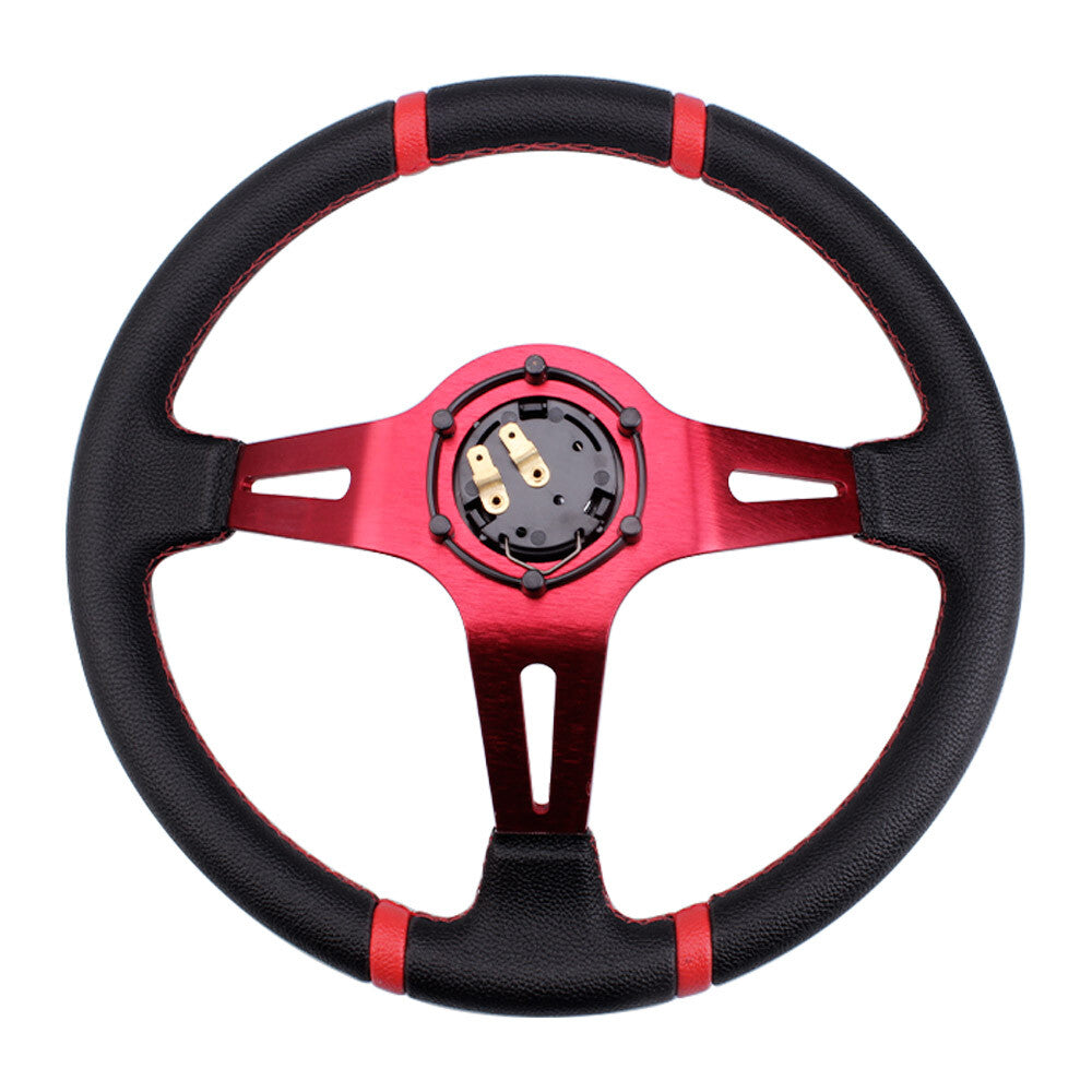 14 Suede Leather Deep Dish Drifting Modification Racing Red Steering Wheel
