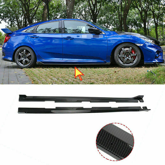 for Honda for Civic 2016-2021 Carbon ABS Side Skirt spoiler Extension Body Kit Refit