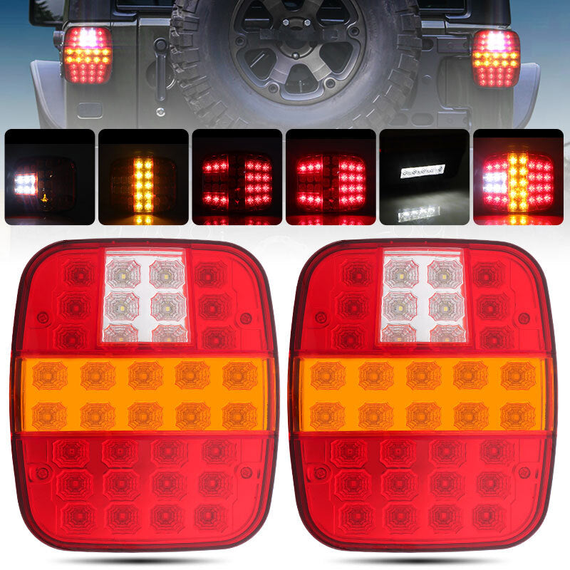 2pcs Truck Trailer LED Tail Lights Brake Reverse Stop Turn Signal for Jeep Semi
