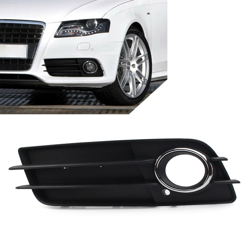 for Audi for A4 B8 S4 2008-2012 Front Bumper Fog Light Grille Cover With Chrome Ring