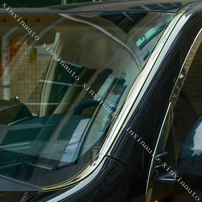 for Toyota Prado FJ150 10-21 Chrome Steel Front Windshield Molding Strip Trim 2x
