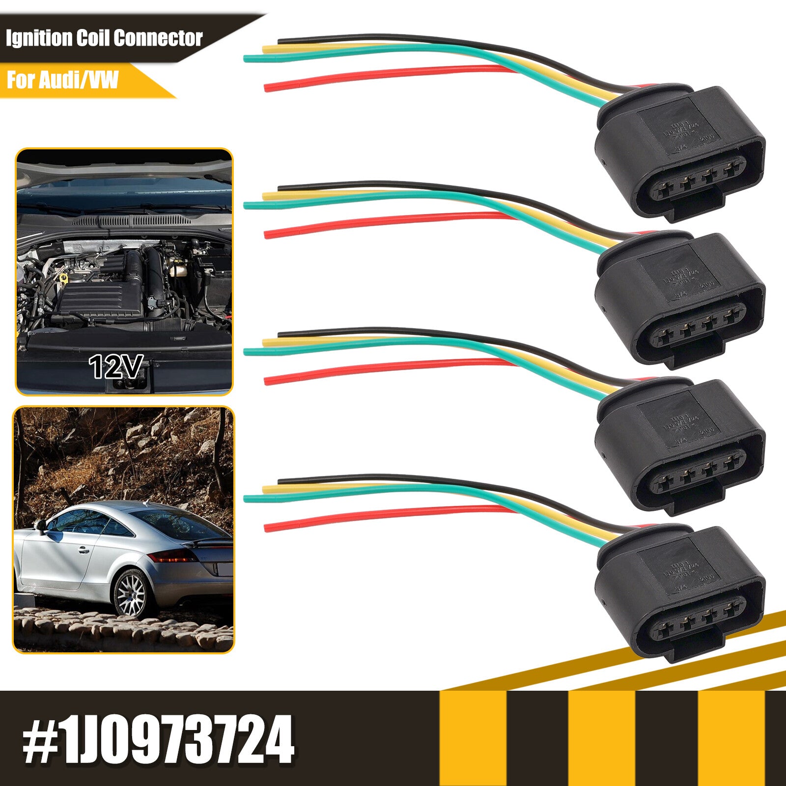 4 Ignition Coil Wire Harness Connector Plug for VW MK5 MK6 GTI for Jetta Rabbit for Golf