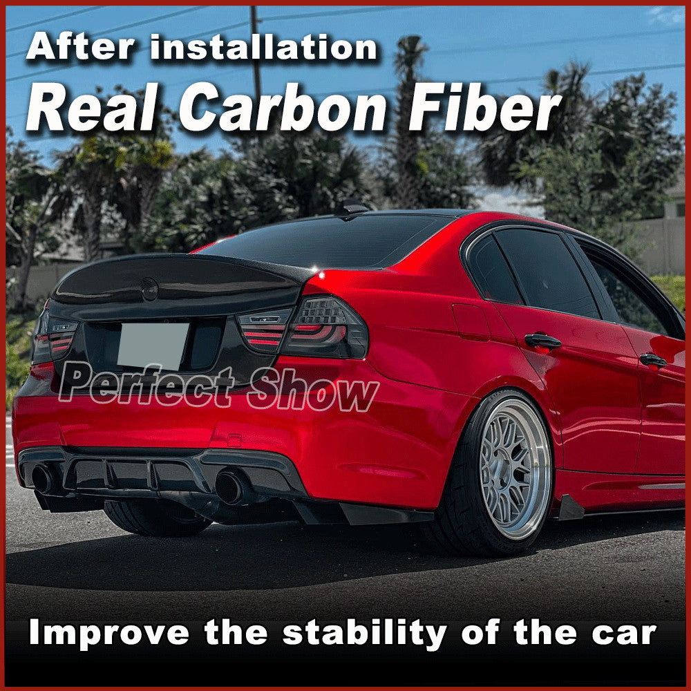 for BMW 3 Series E90 Sedan 2005-08 REAL Carbon Rear Trunk Spoiler Boot Wing Lip