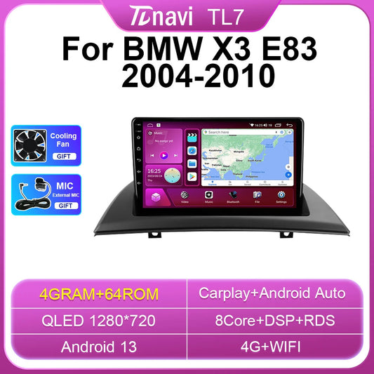 for BMW X3 E83 2004-2010 Stereo Android Auto CarPlay Car Radio Player GPS Screen