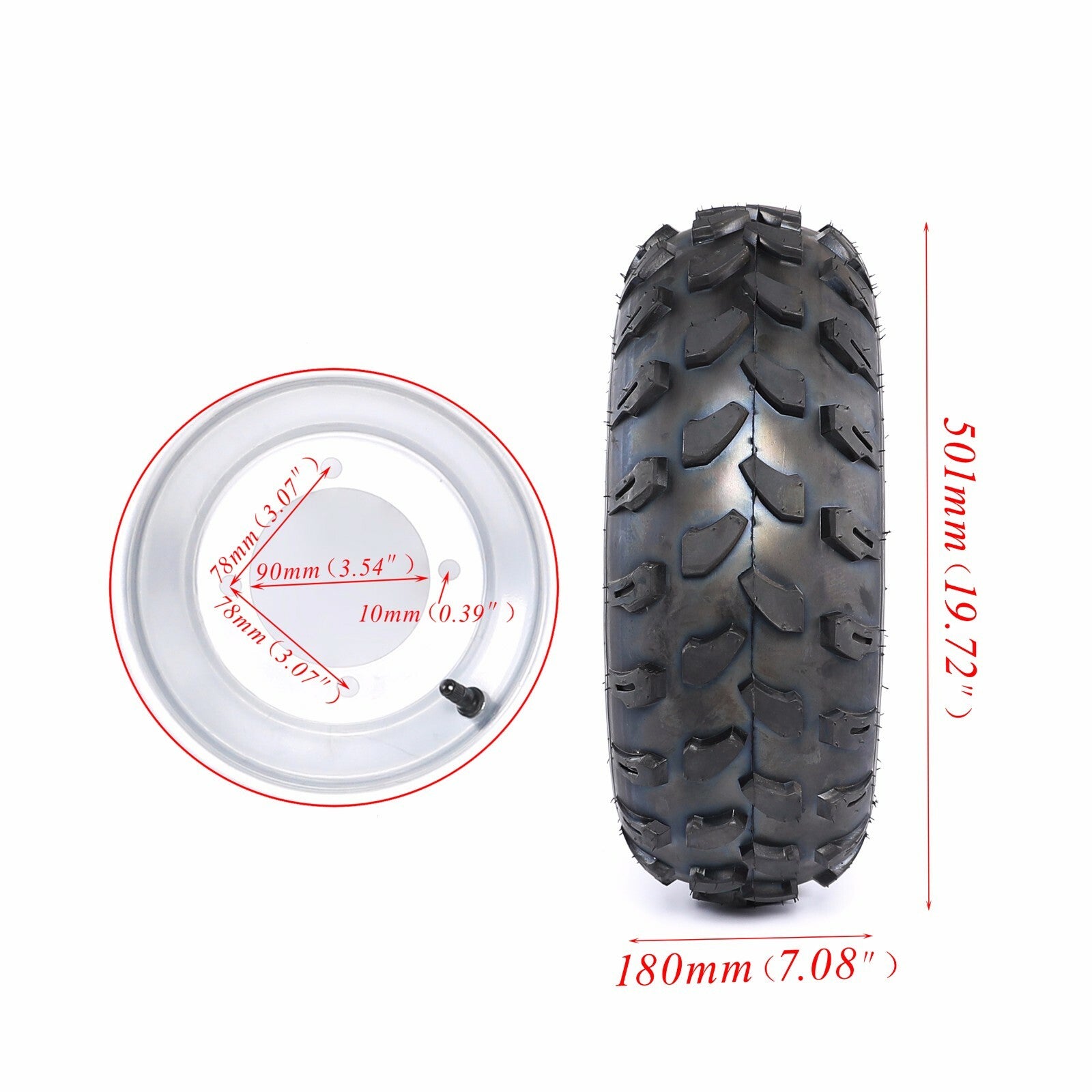 19x7.00-8 19x7x8 19x7-8 Tire Rim 4 convex for all-terrain vehicles, four-wheel off-road vehicles, 4 Wheeler Gokart