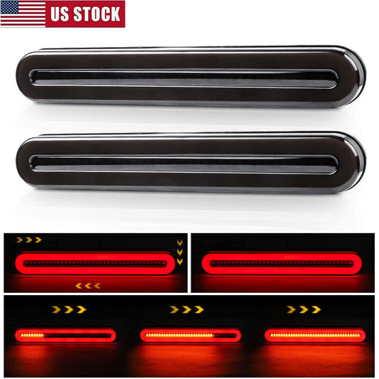 2X Red/Amber LED Truck Trailer Brake Stop Flowing DRL Turn Signal Tail Light US
