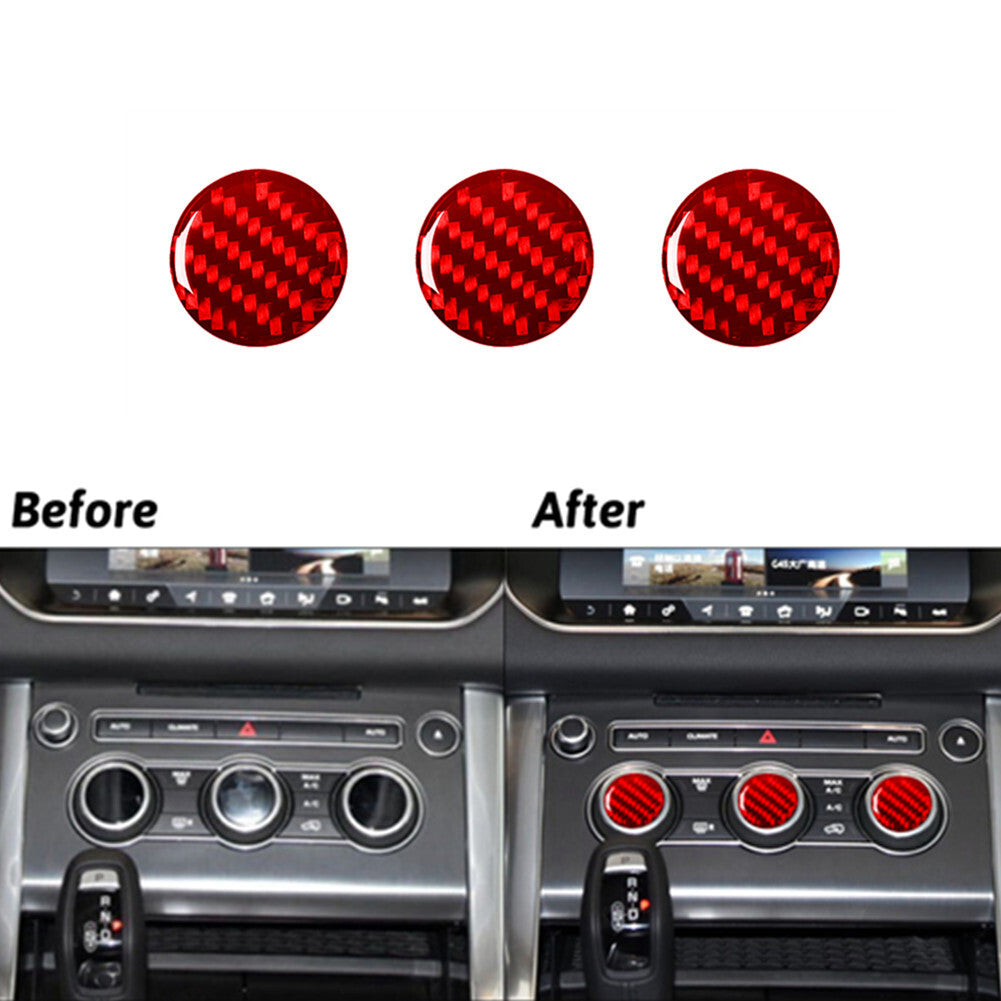 3Pcs Red Carbon Fiber Air Conditioning Button Trim For Land for Range Rover Sport