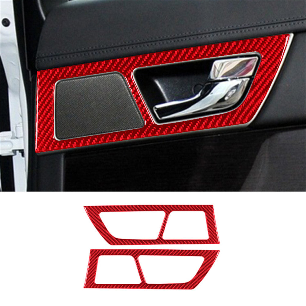 2Pcs Red Rear Door Handle Frame Trim Cover Carbon Fiber for Jaguar XF 2009-2011