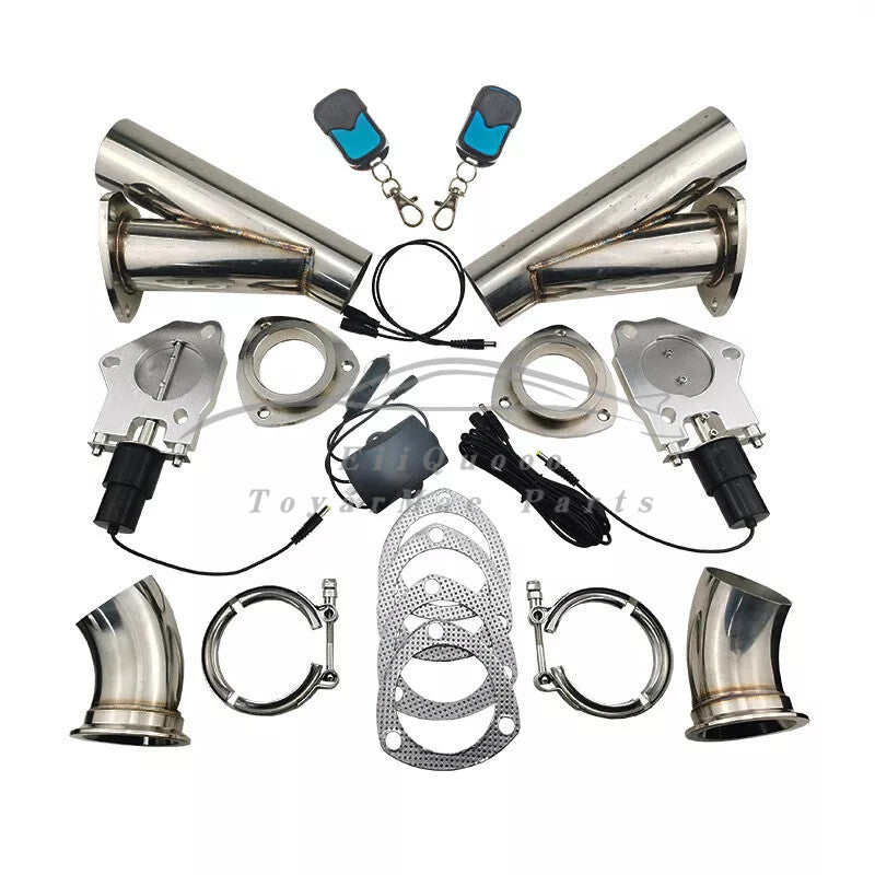 Remote Switch 2.5 Dual Electric Exhaust Control Valve E-Valve Y Pipe kit with