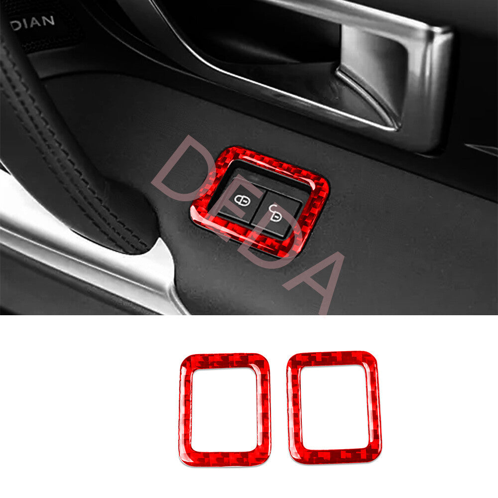 Red Carbon Fiber Door Lock Button Cover for Land Rover Discovery Sport 2015-2019