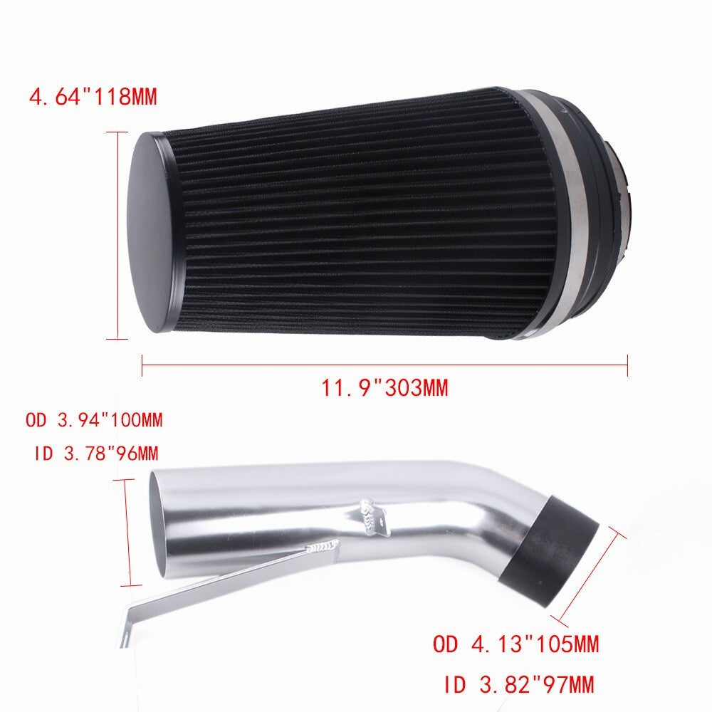 4inch Heat Shield Cold Air Intake+Filter For 99-06 for Chevy V8 4.8L/5.3L/6.0L Black