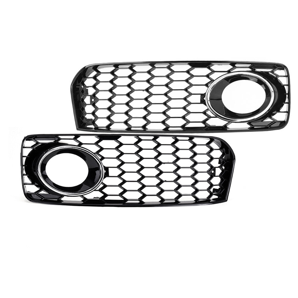 Suitable for 08-12 for Audi A5 S Series/S5 B8 RS5 style fog light grille with chrome trim in black.