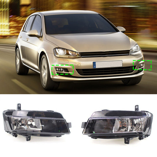 Suitable for Volkswagen for Golf 7 MK7 2013 - 2017, left and right front bumper fog lights with halogen bulbs.