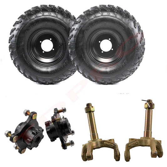 2-Piece Set of 23X7-10 Wheels, Wheelsets, and Spindles for Go-Karts, Lawn Mowers, and All-Terrain Vehicles
