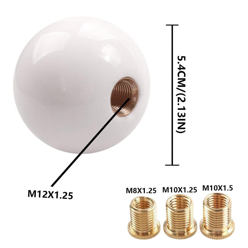 Acrylic Glossy White Round Ball Universal Shift Knob Manual Gear Shifter Head