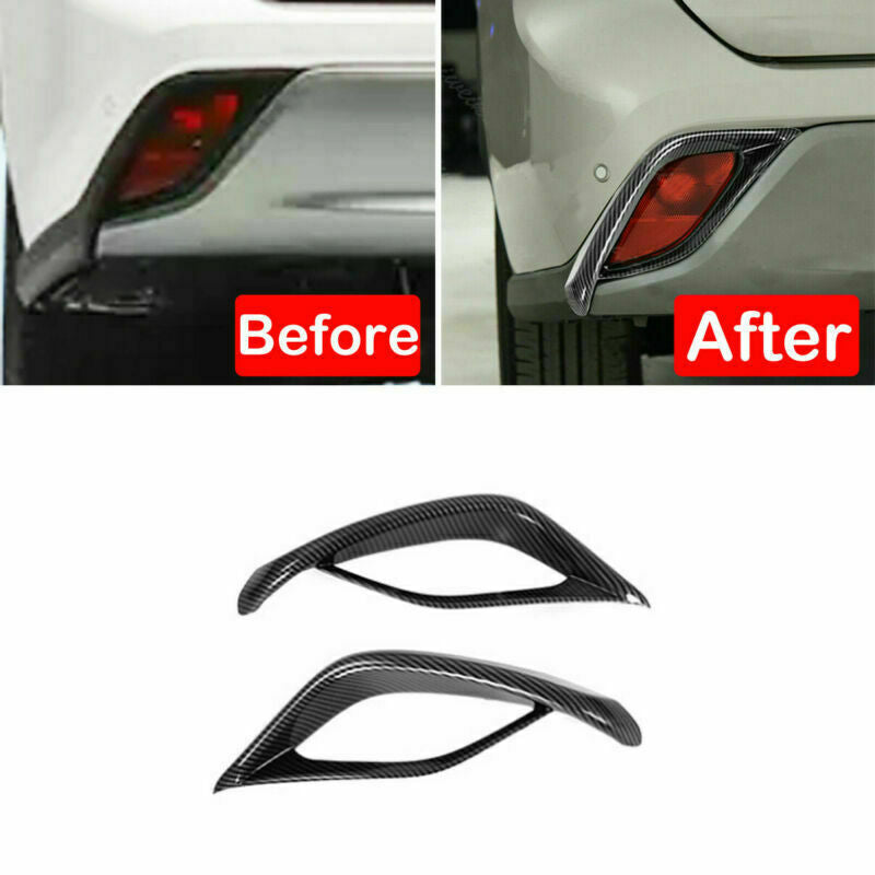 2Carbon Fiber Rear Bumper Fog Light Cover Trim for Toyota Highlander 2020-2023