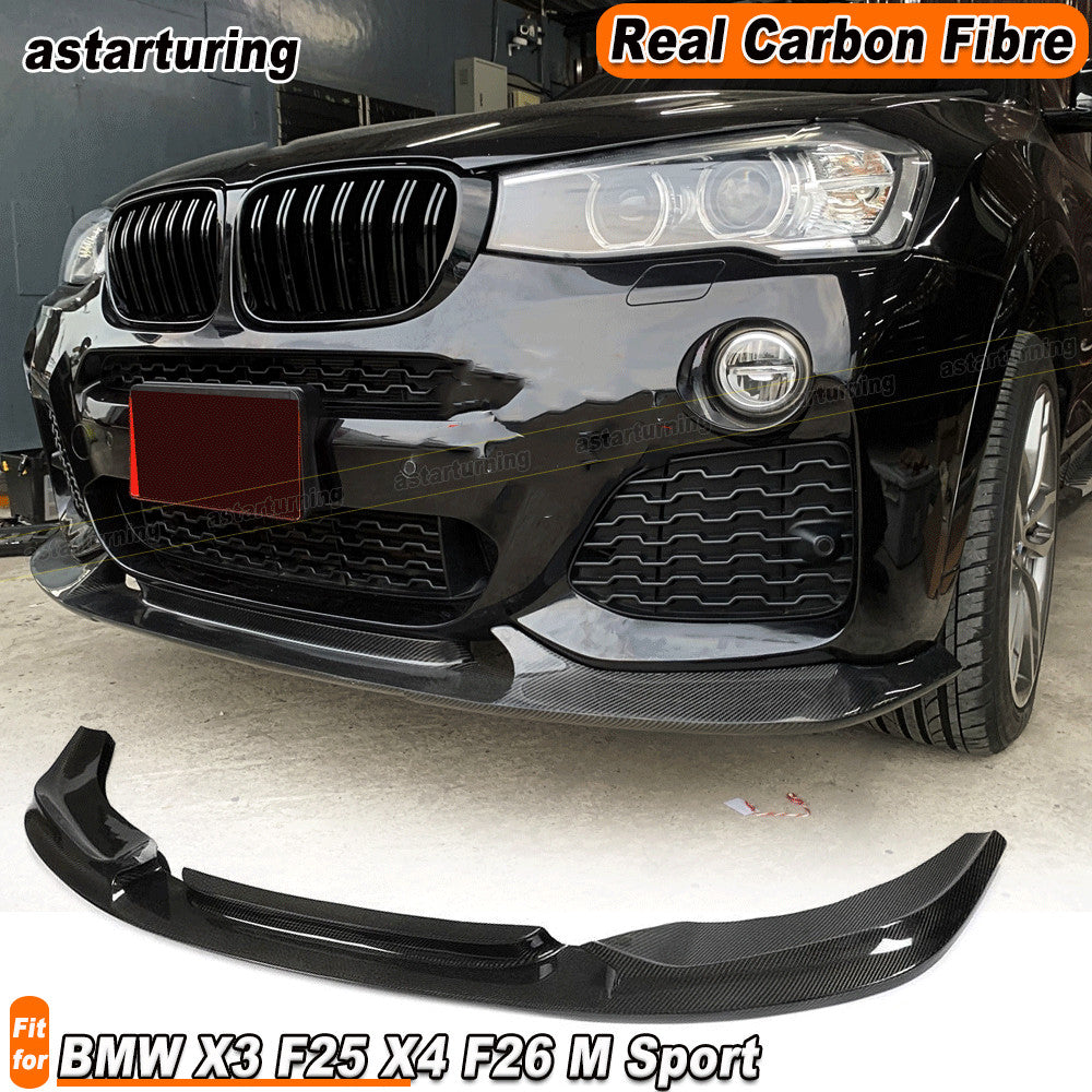 for BMW X3 F25 X4 F26 M Sport 2014-17 Real Carbon Fiber Front Bumper Lip Spoiler