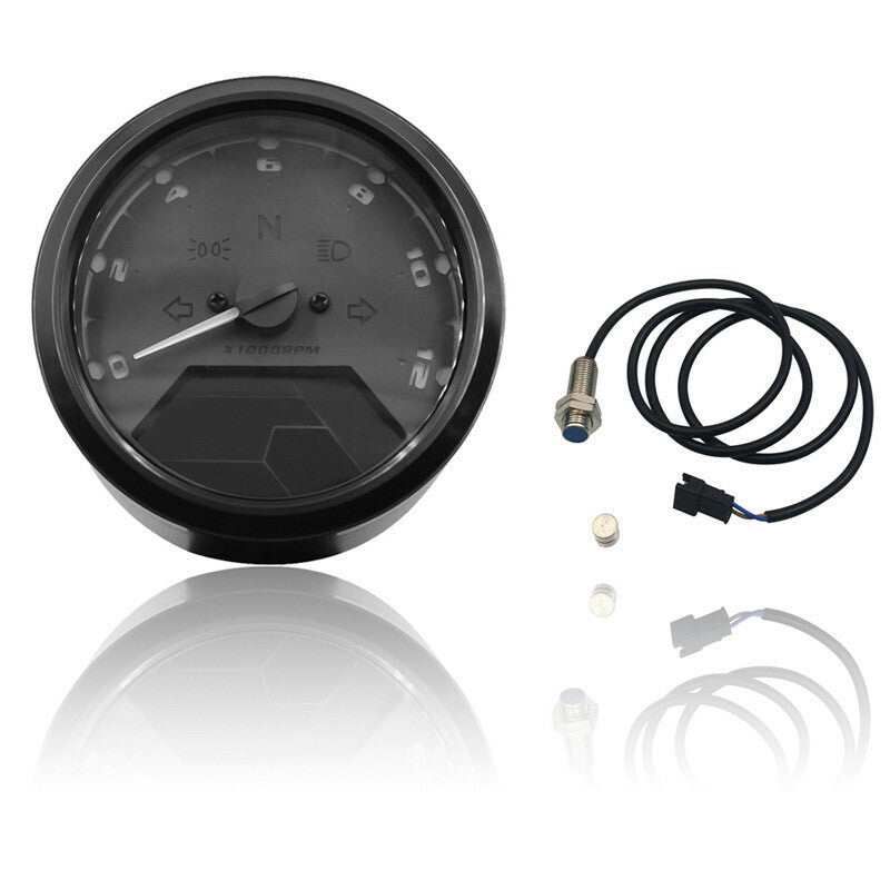 LCD Digital Universal Motorcycle Odometer Speedometer Tachometer 12000RPM Gauge