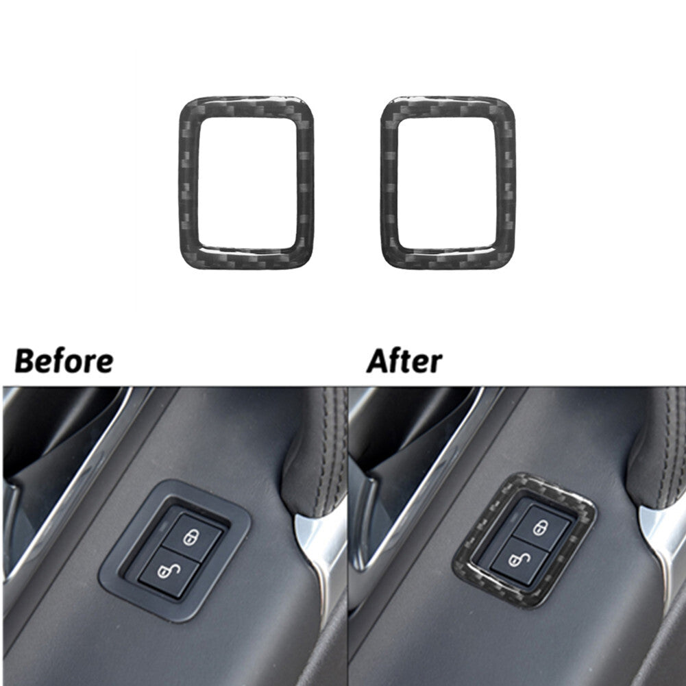 2pcs Carbon Fiber Door Lock Trim for Land Rover Discovery Sport 2015-2019