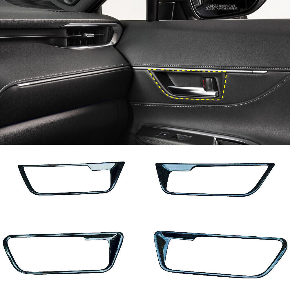 Steel Interior Door Handle Frame Trim Black For 2020-2023 for Toyota Harrier Venza