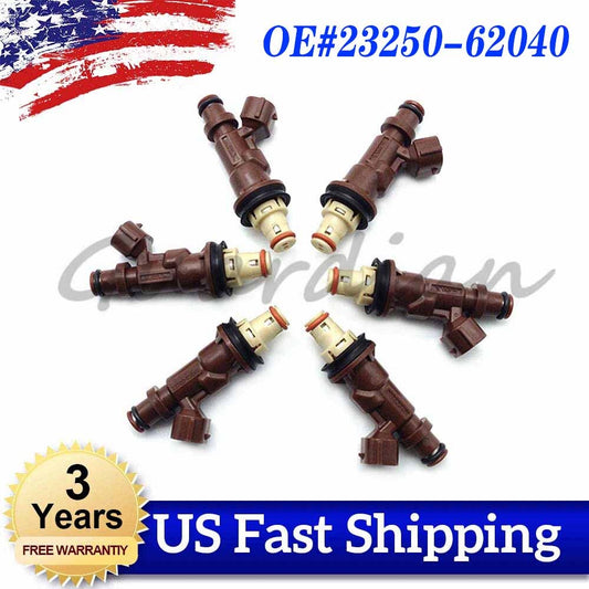 6-piece fuel injector for Toyota 4Runner 1999-2002, Tacoma 1999-2004, and Tundra 2000-2004.