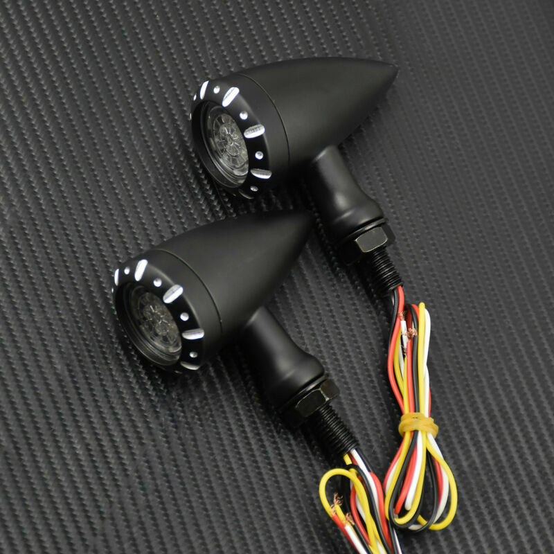 10mm Black LED Brake Blinker Light Turn Signal Fit for Harley Cruiser Chopper