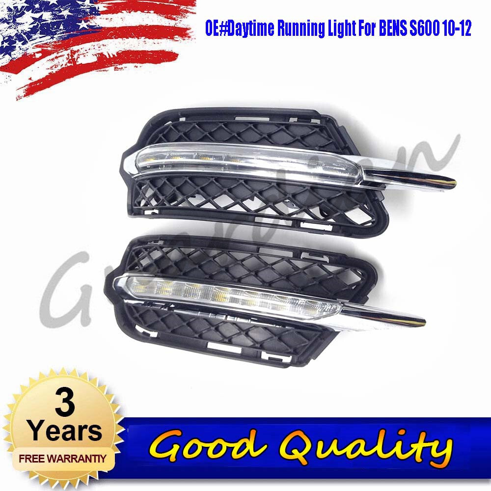 Suitable for Mercedes-Benz S-Class 2010-2012 models with white DRL daytime running lights and LED fog lights.