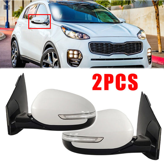 1Pair for KIA Sportage KX5 QL 2016-2019 Rear View Mirror Assembly White 8Pins