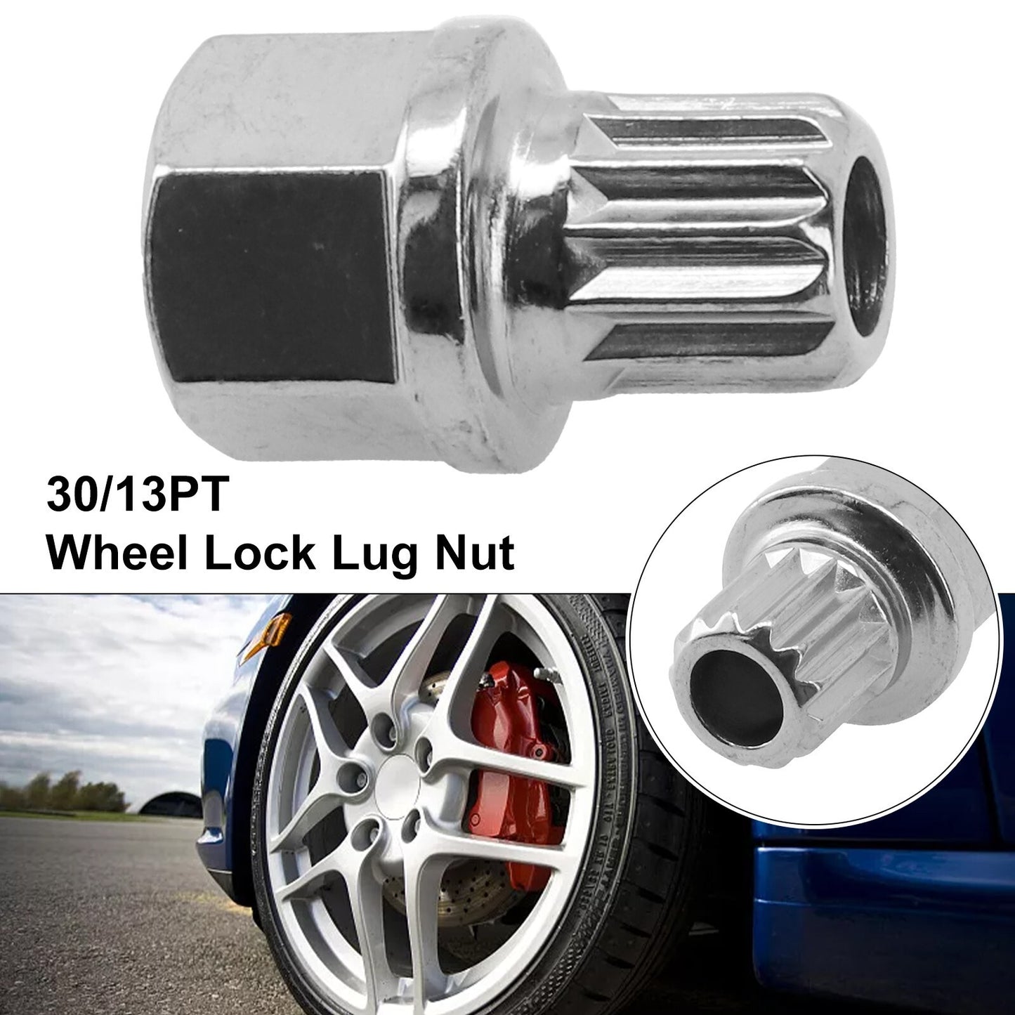 30/13PT Hollow Car Anti-Theft Wheel Lock Lug Nut Screw Removal Key For