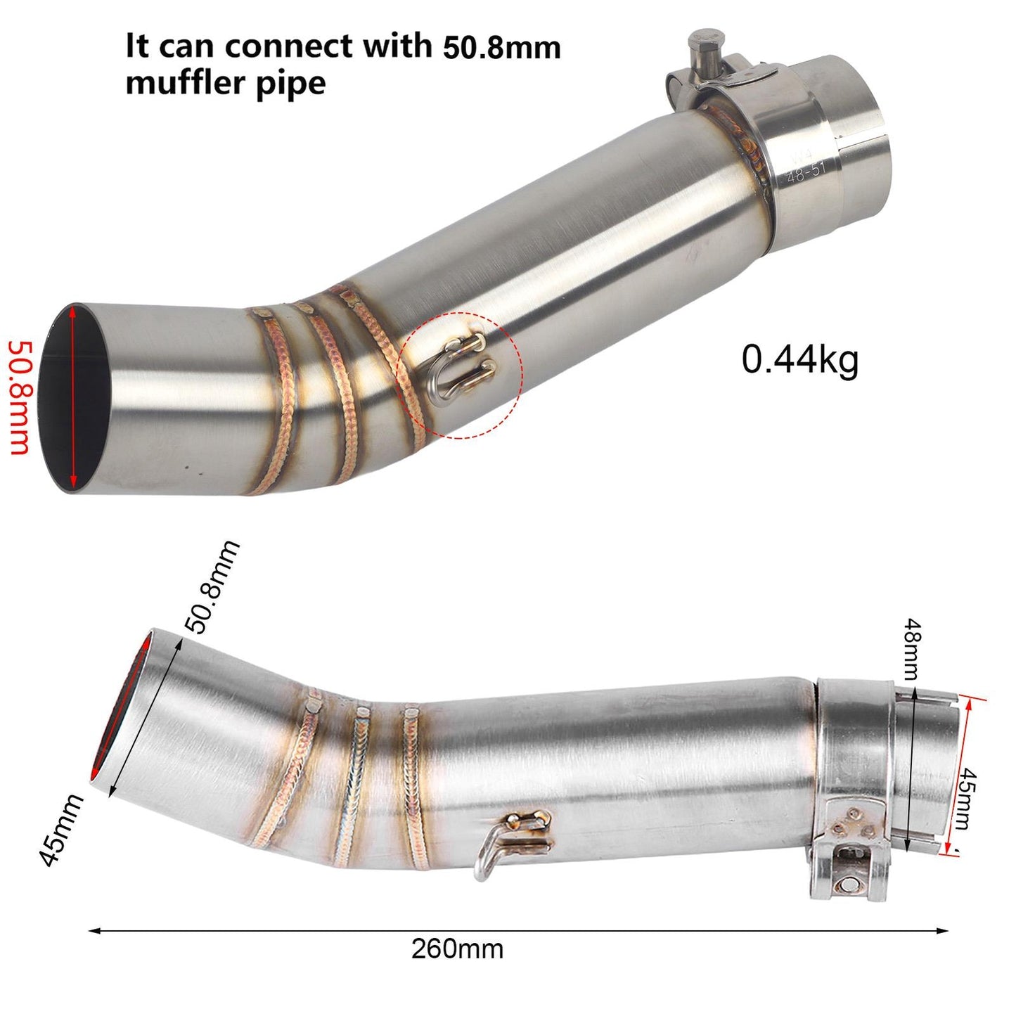 New Motorcycle Link Pipe Mid Exhaust Connector For CBR500R CB500X CBR500 CB500F