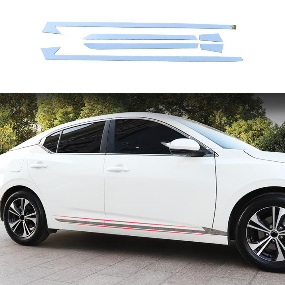 for Nissan Sentra 2020-2024 Chrome Steel Side Door Body Guard Molding Strip Trim