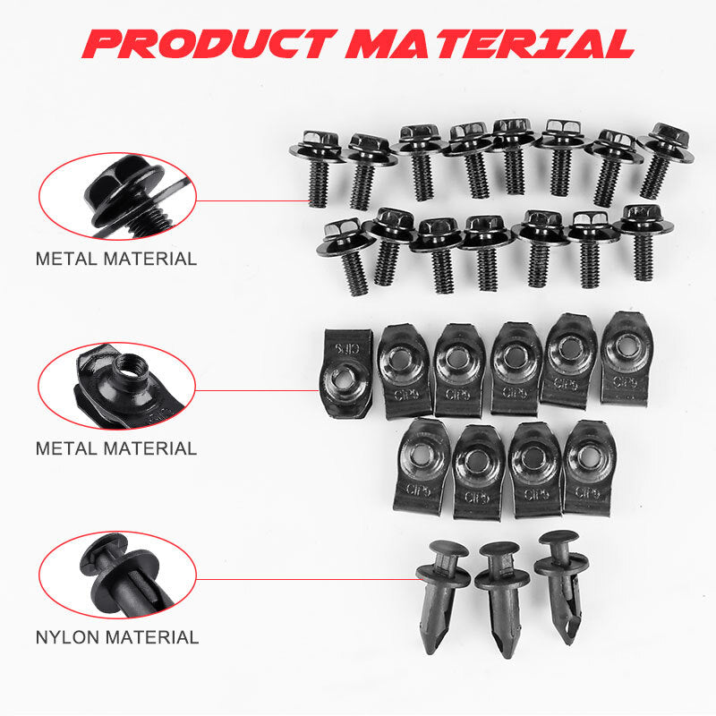 28pcs Car Engine Splash Shield Kit Body Bolts Screw Nut Fender Bumper Clip Rivet