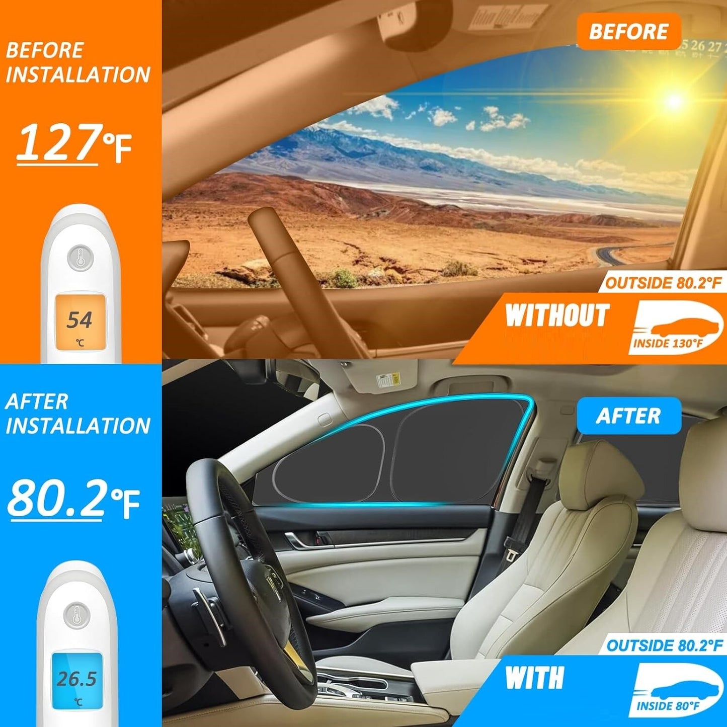 6 For 2020-2024 for Tesla for Model Y Side Window Sunshade Anti UV Folable Privacy Cover