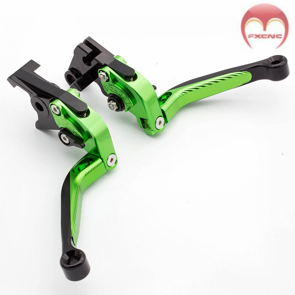 for Kawasaki ZX10R/RR/KRT 2016 - 2020: Green Folding Extended Brake Clutch Lever
